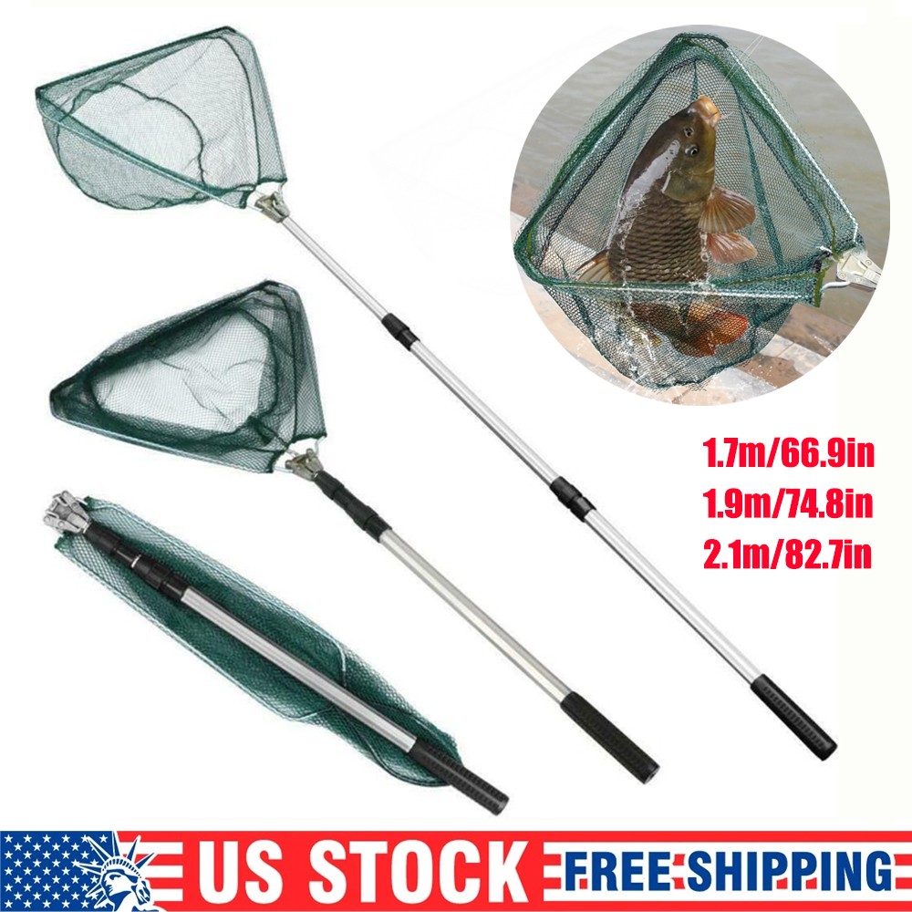 Fishing Landing Net Aluminum Telescoping Pole Handle 3 Section Extending Pole US
