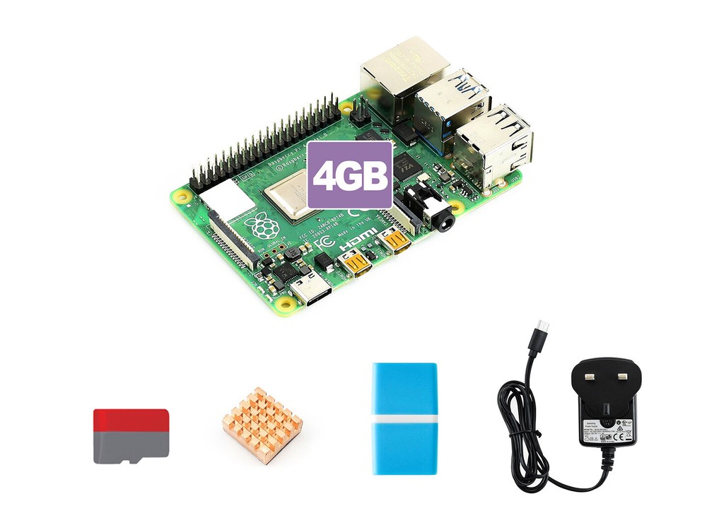 Raspberry Pi 4 Model B Starter Kit Micro SD Card Waveshare accessory Heat Sink