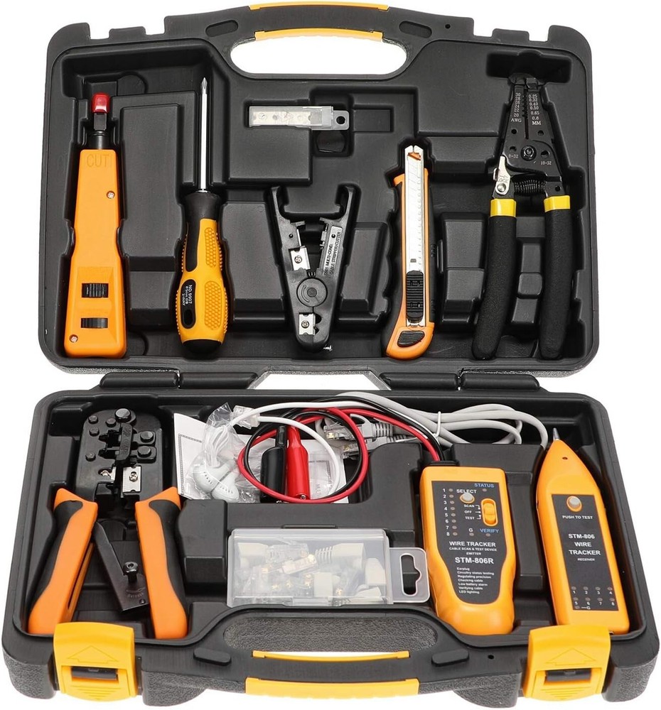 15-Piece Professional Network Tool Kit with Crimper, Tester & Punch Down Tool