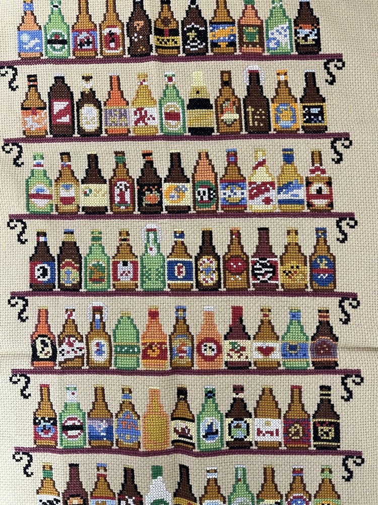 completed finished cross stitch Various drinks 12''x 24'' Gift