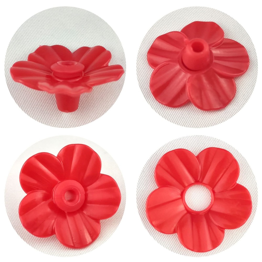 30 Sets Hummingbird Feeders Replacement Flowers, Unique Replaceable Red
