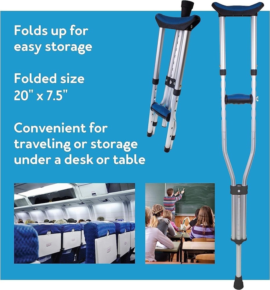 Universal Folding Crutches for Kids & Adults - Compact, Durable & Comfortable