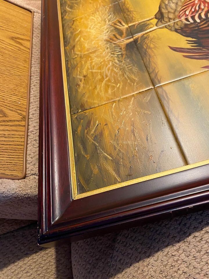 Rooster framed tile hand painted mural 27.5” x 27.5” UNIQUE LOOKING