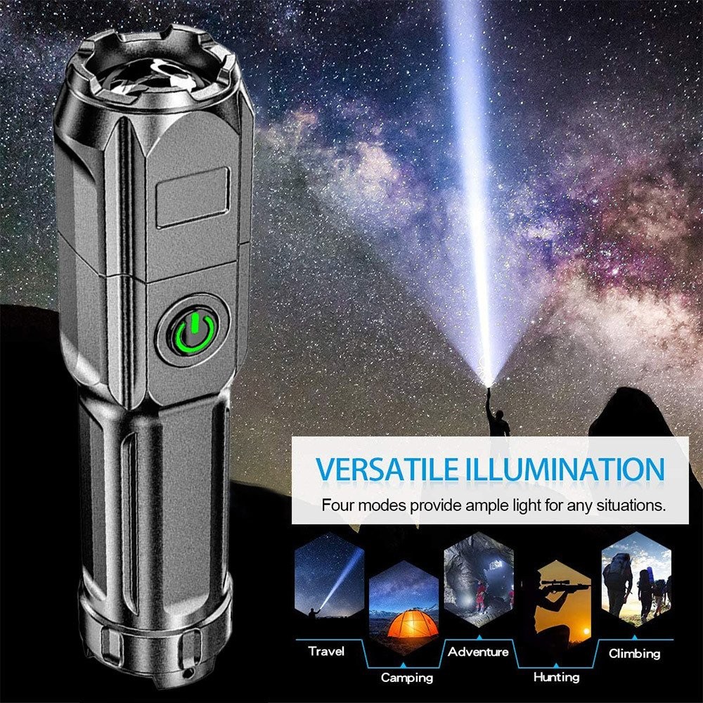 Flashlight Powerful LED 100000 Lumen Torch Camping Light Tool Rechargeable USB