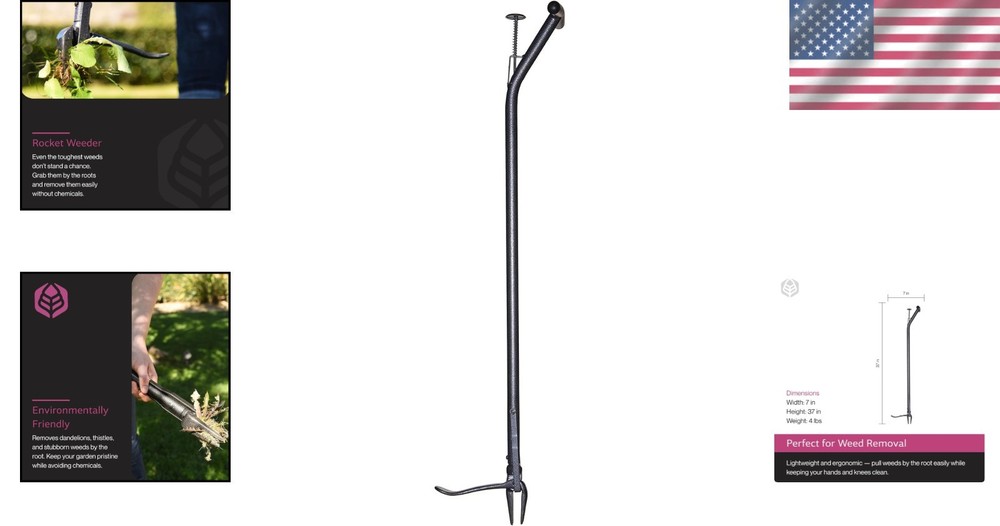 Rocket Weeder with Hand Ejector – Ergonomic, Rust-Resistant, 37" Handle