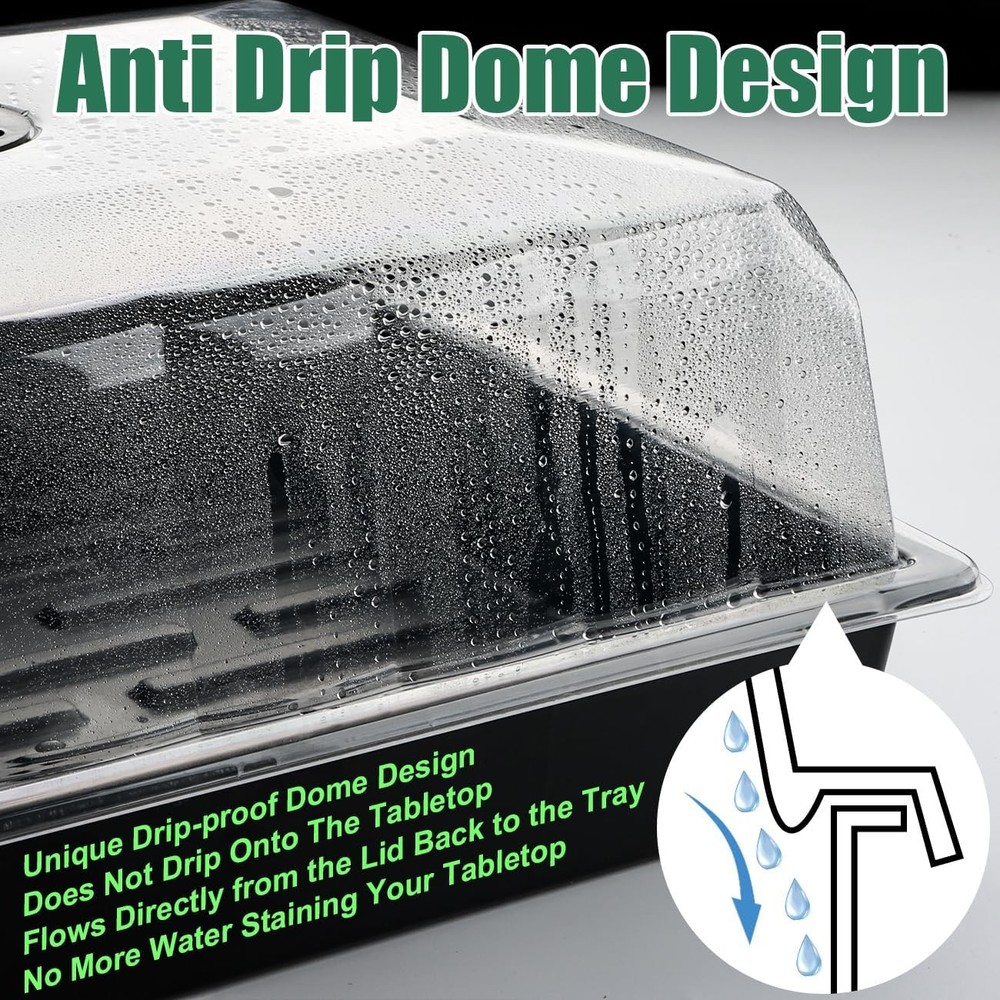 5-Pack No Drip Seed Starter Trays W/ 4" Humidity Dome 240 Cells Deep Root Plug