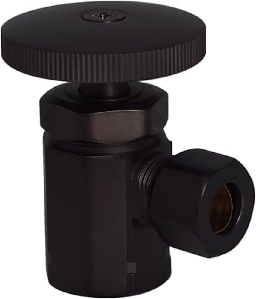 Premium Matte Black Round Handle Angle Stop Valve