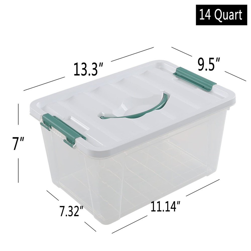 Ggbin 12 Quart Latching Storage Box with Handle, 1 Pack Plastic Lidded Organi...