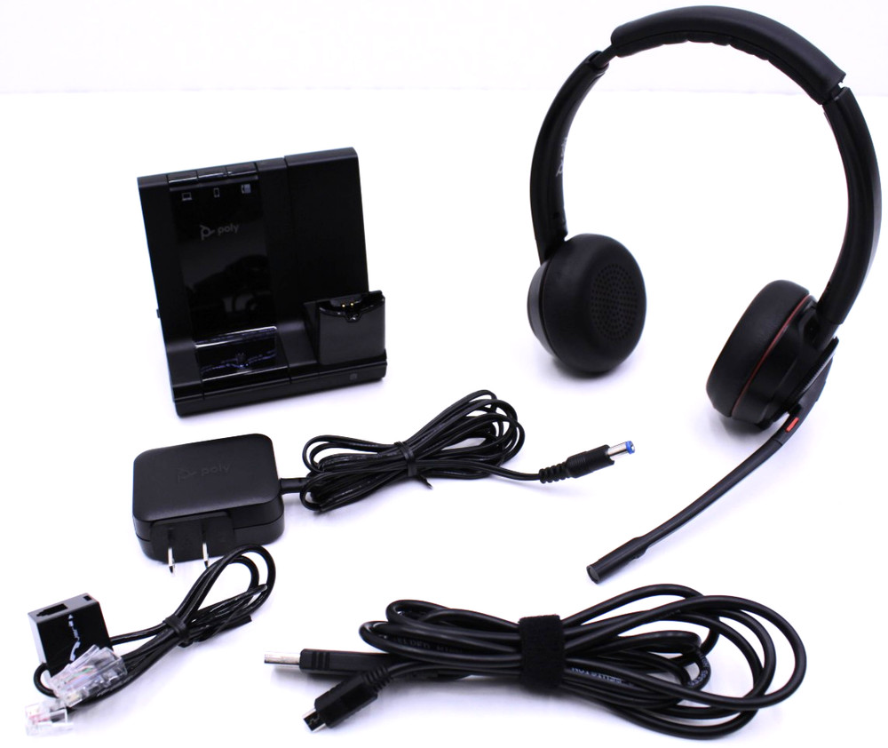 Plantronics Poly Savi W8220 Wireless Headset System w/ Base Power USB Tested