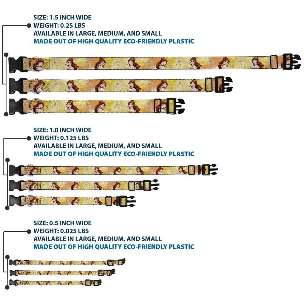 Plastic Clip Collar Belle Poses/Enchanted Rose/Story Script Yellow/Pinks Medium