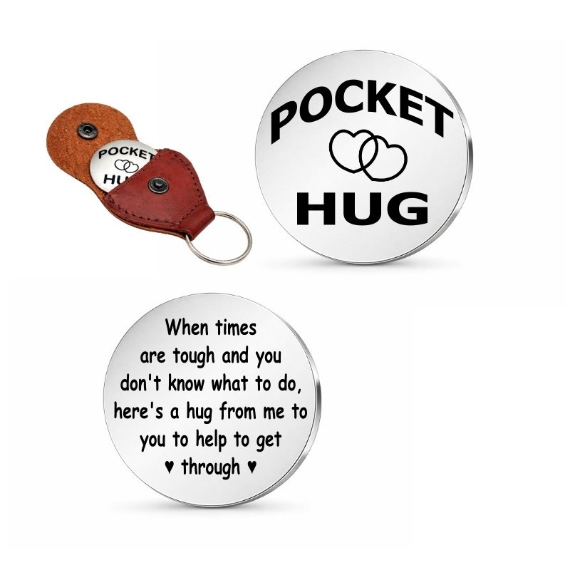 Engraved Pocket Hug Token Keychain – Emotional Keepsake Gift for Difficult Days