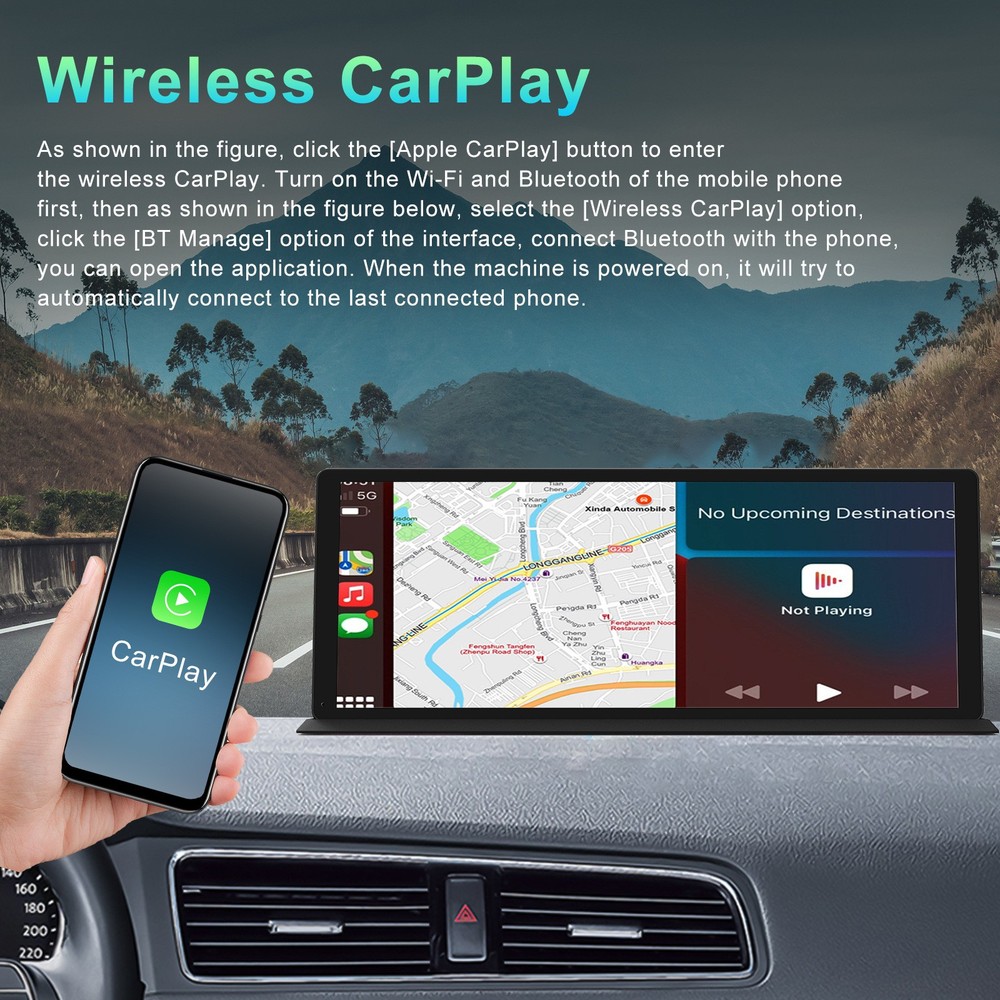 5K Dash Cam GPS Navigator Dashboard DVR Camera Carplay Android Auto Mirror Link