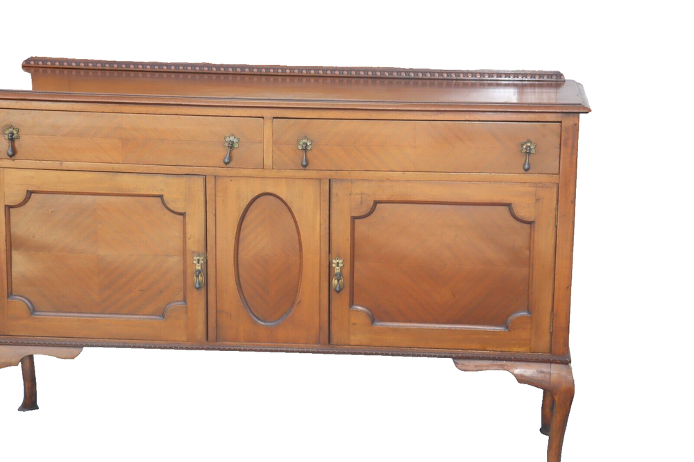 Antique Oak Sideboard Buffet / Server with beveled mirror