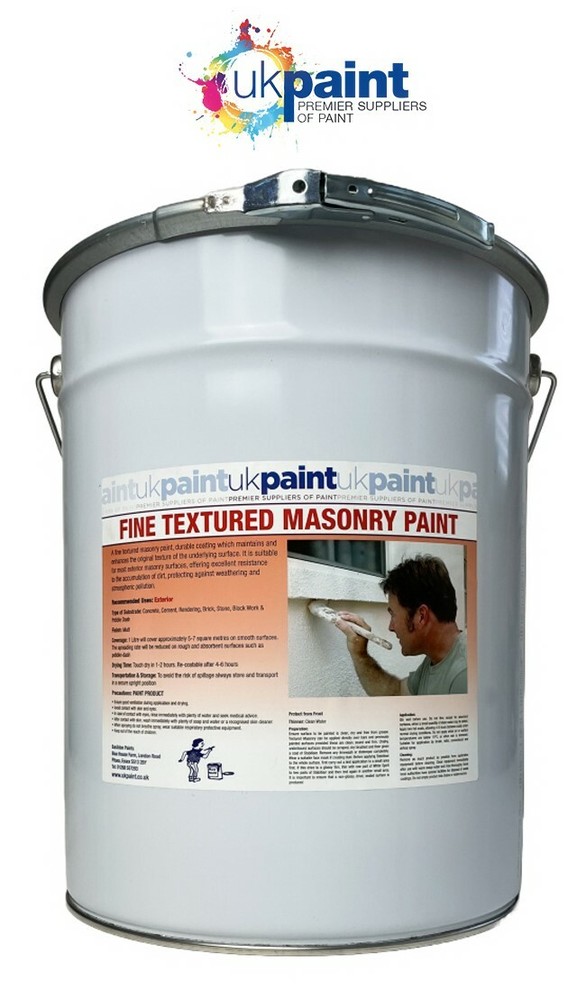 UK PAINT - Textured Masonry Paint - 20L - Brilliant White