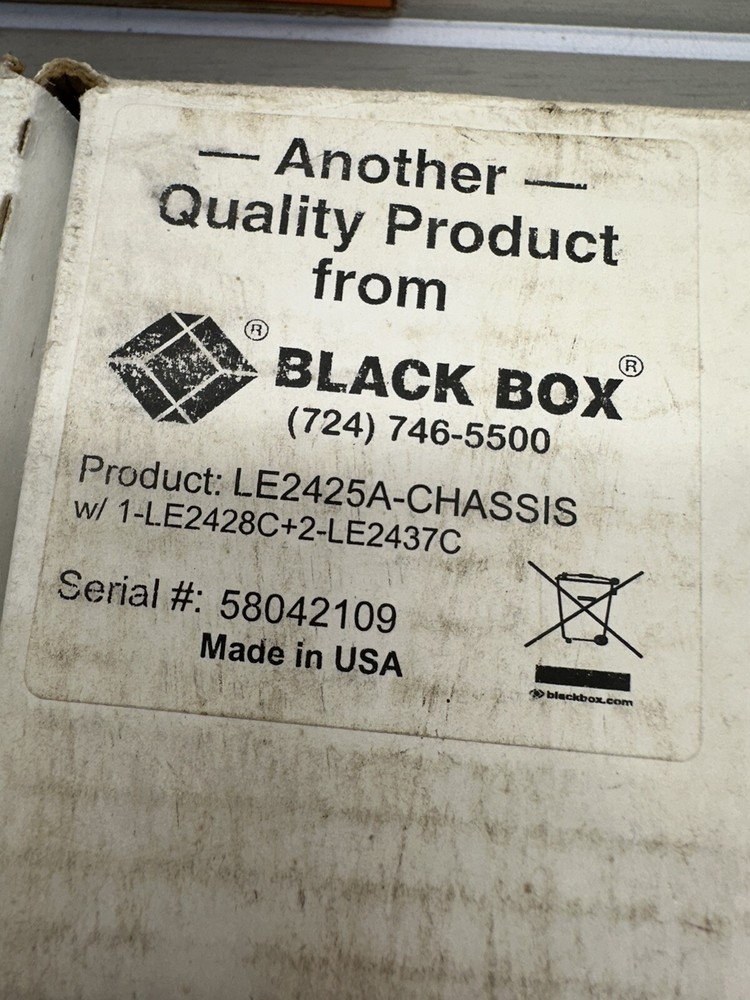 Blackbox Managed Fiber Switch Chassis LE2425A NEW! Open Box