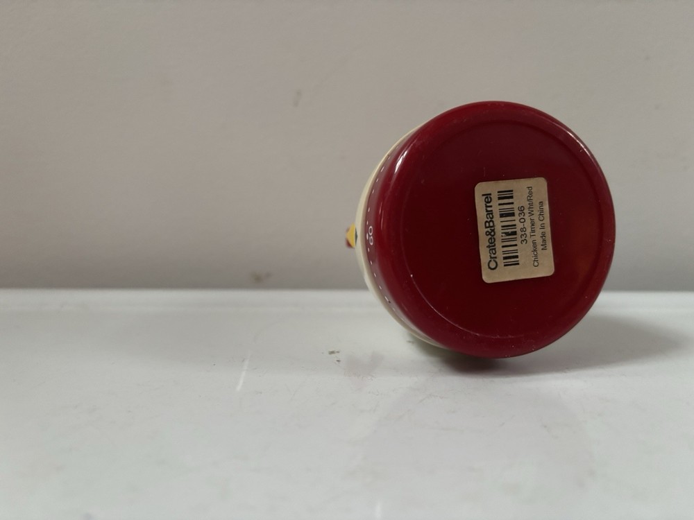 Crate & Barrel Red & White Rooster Chicken Kitchen Timer
