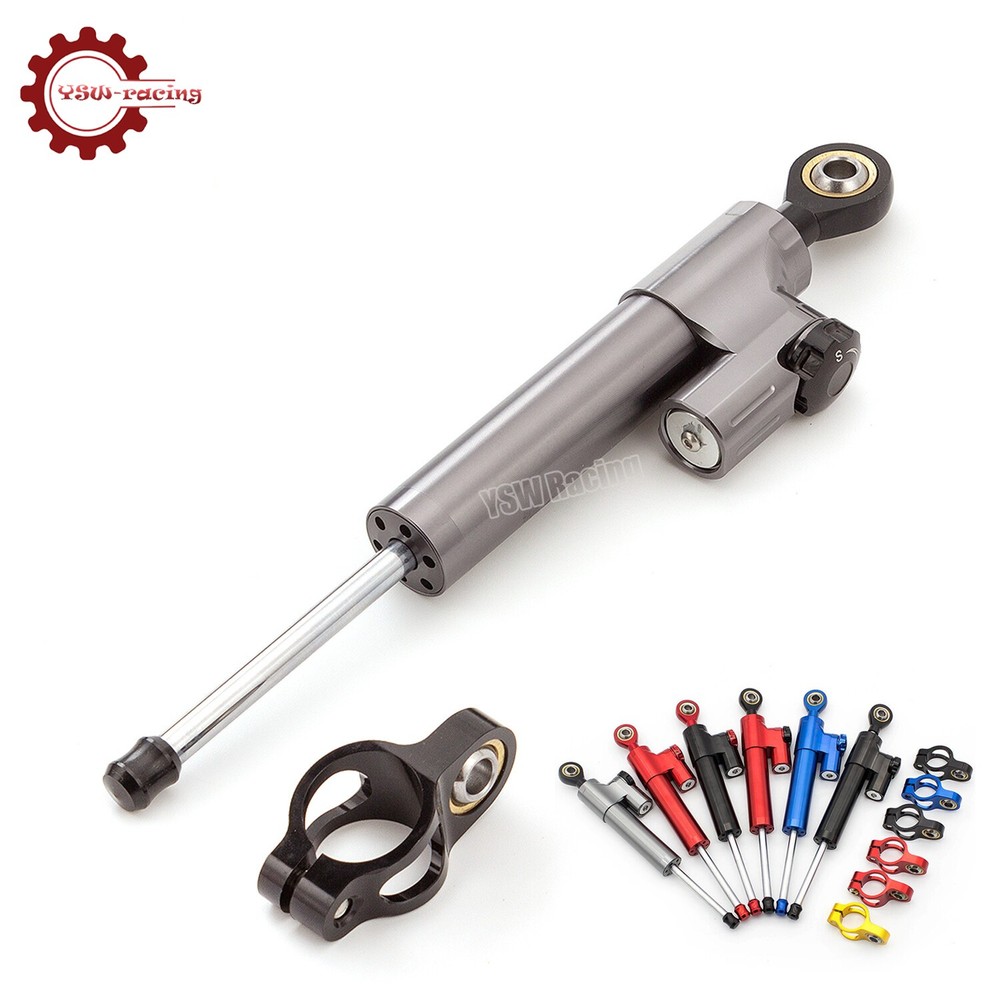 CNC Gray Steering Damper Motorcycle Stabilizer Linear Reversed Safe Control US