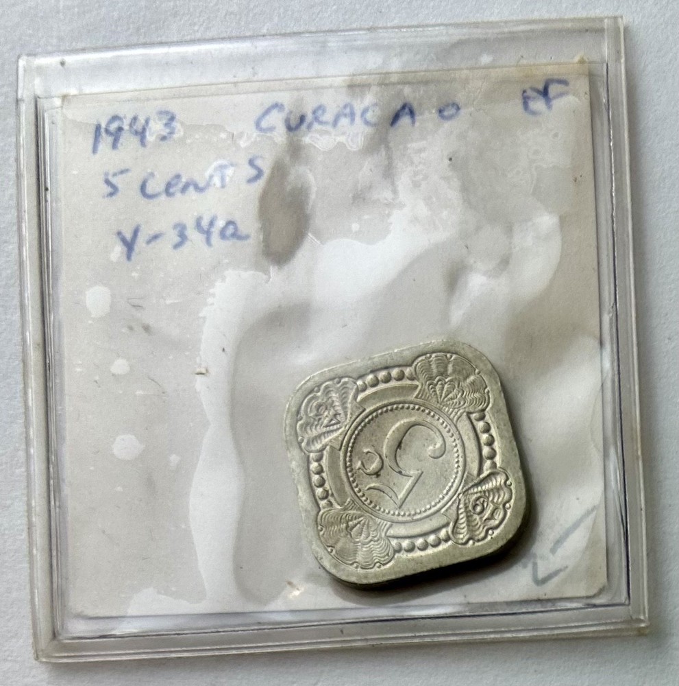 *CURACAO* carded "1943 5 CENTS"