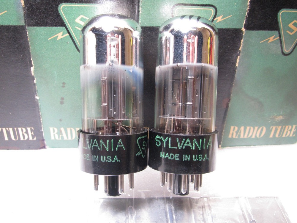 6SN7 GTA SYLVANIA NOS IN BOX  TALL the same date code  PLATINUM MATCHED PAIR #2