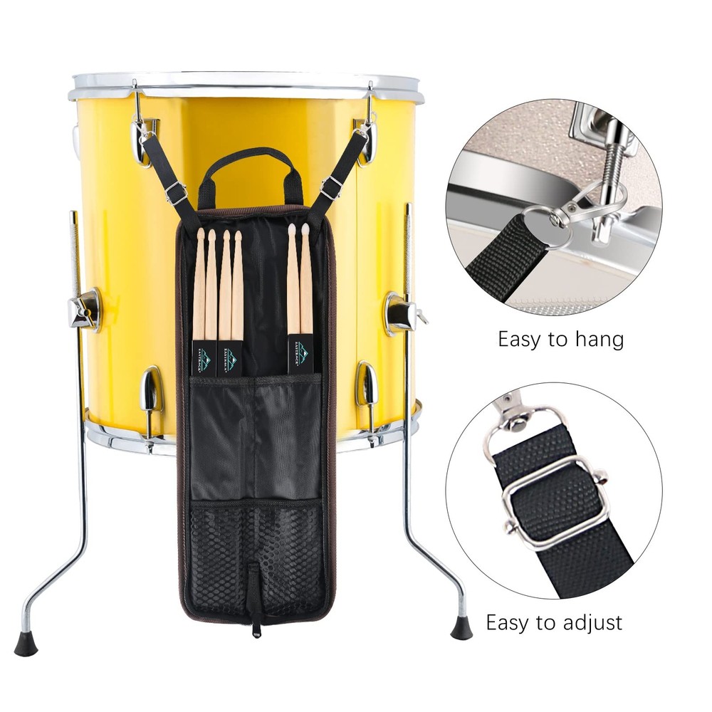Drum Sticks Bag with 3 Pair Drumsticks, Drumstick Bag with Floor Tom Hook, Ca...