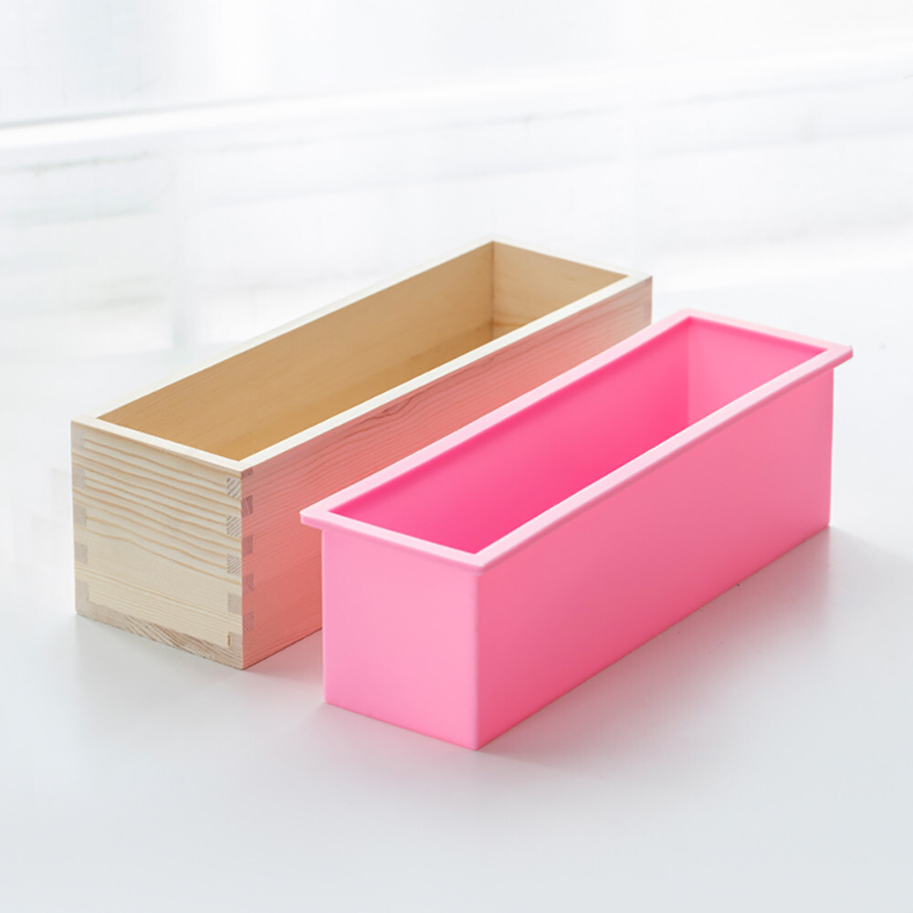 Flexible Rectangular Soap Silicone Mold Wood Box DIY Tool for Soap Cake Making