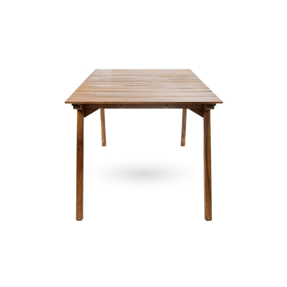 Saiman Outdoor 7 Piece Teak Finished Acacia Wood Rectangular Dining Set