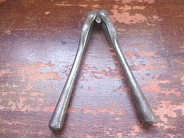 Antique Early Solid Wrought Steel Nutcracker 5" Long Neat Old Primitive Piece