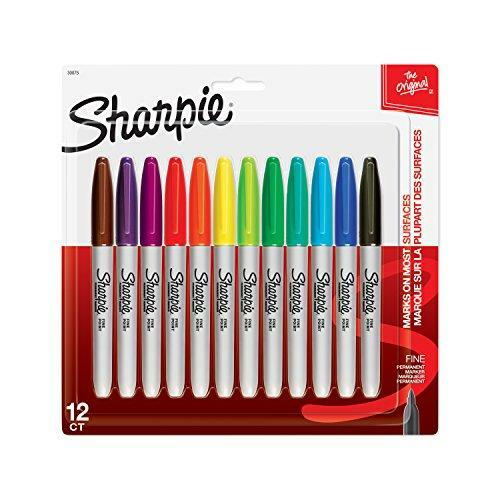 Sharpie 30075PP Permanent Markers, Fine Point, Assorted Colors, 12 Count