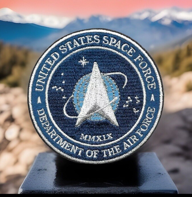 Space Force Morale Patch Embroidered Cut out Iron on Sew on (3" in)