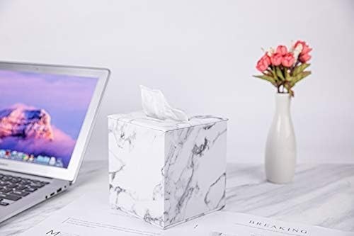 Tissue Box Cover, Square, Modern Marble Style, Marble Stripes