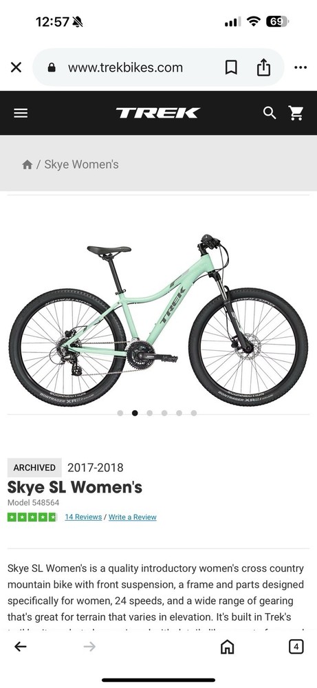 TREK Skye SL - Gently Used.  15.5 Frame.  Spearmint Color