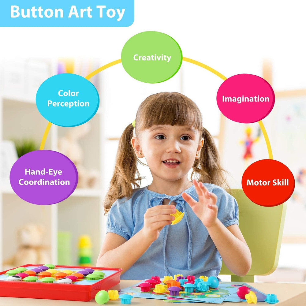 Button Art Toy Set for Toddlers + 2 Pack Bumper Balls - Fun & Creative Play!