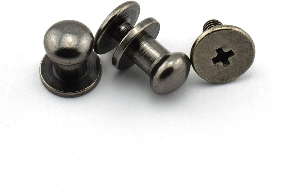 12 PCS Solid Brass Sam Browne Button Screw Studs Nail round Rivets for DIY Leath