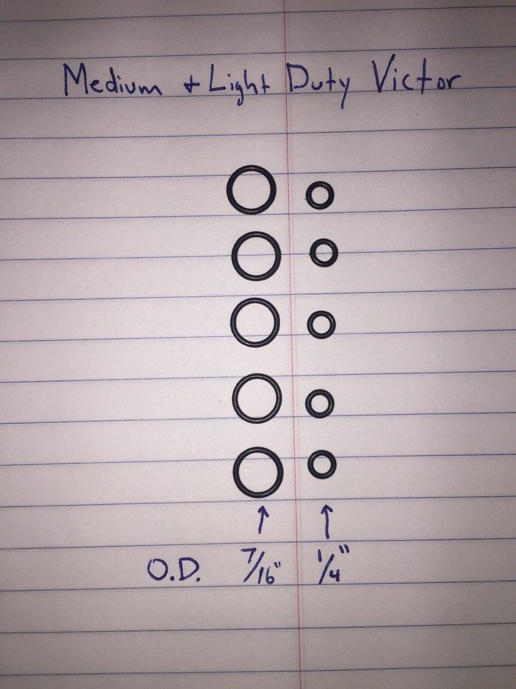 5 Sets VICTOR Light & Medium Duty Oxygen Acetylene Cutting Torch & Mixer O Rings