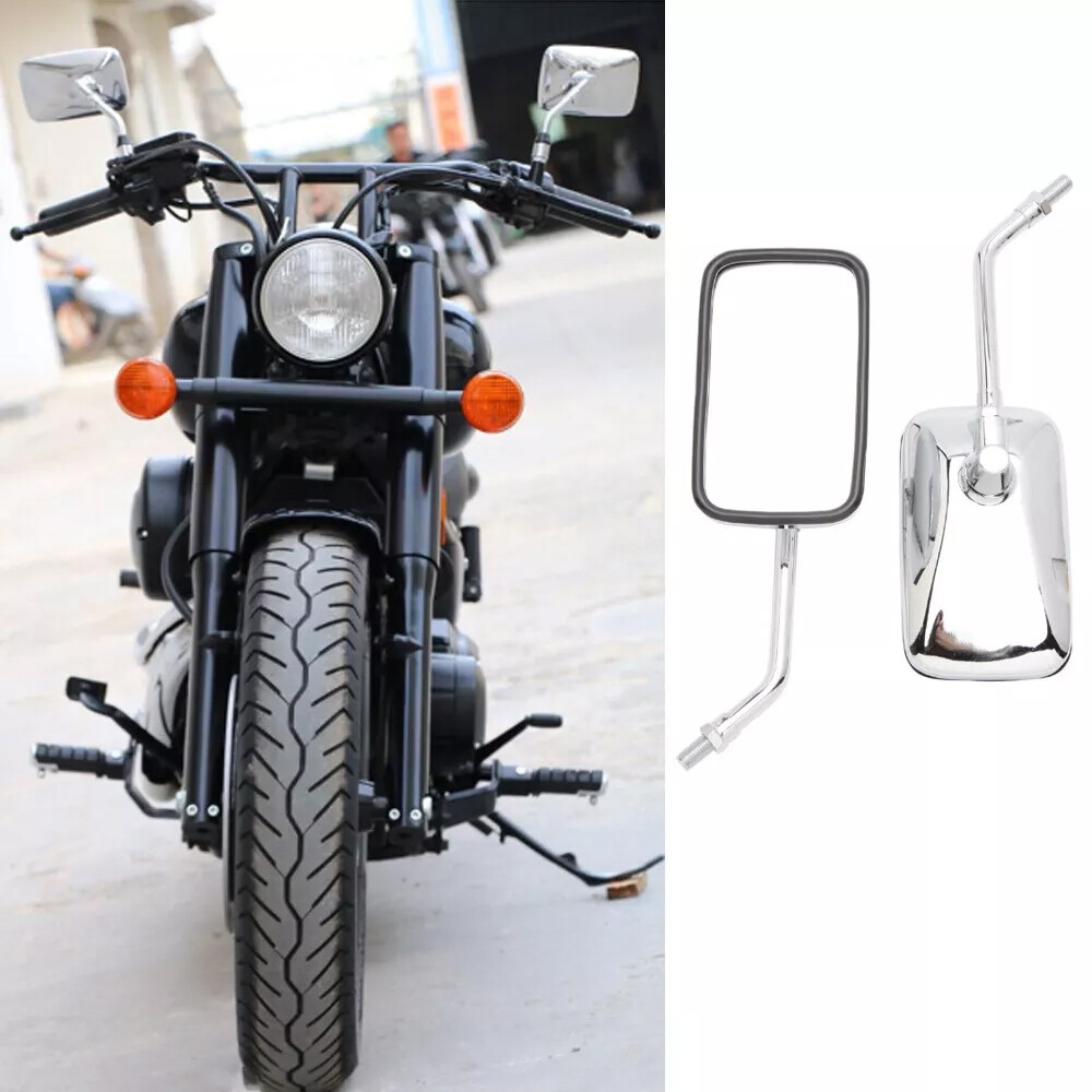 Chrome Rectangular Motorcycle Mirrors For Kawasaki Vulcan VN 900 800 700 Custom
