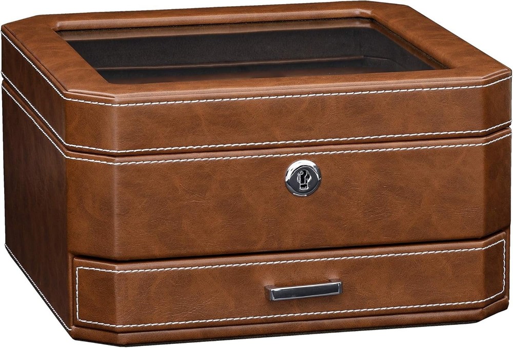 Modern Leather Watch Display Case - Drawer Organizer