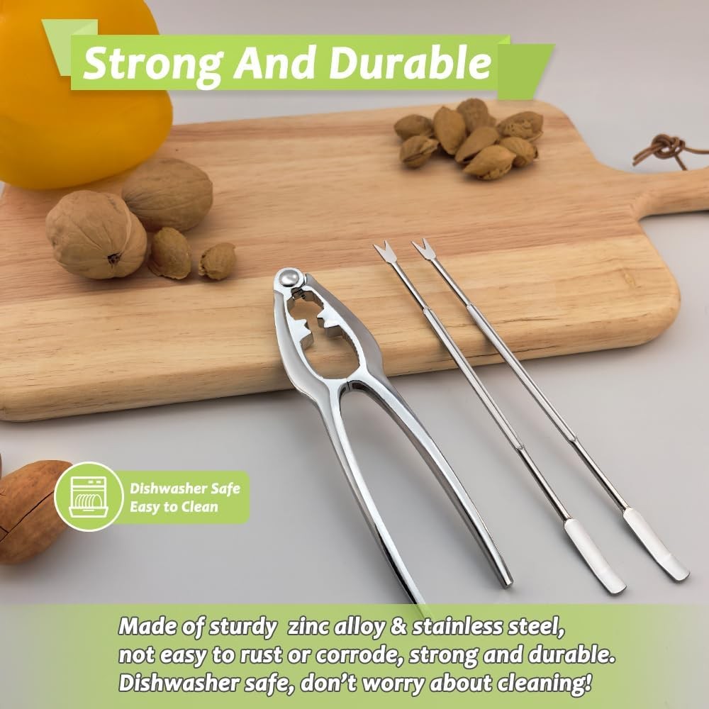 3-teiliges Hummerknacker-Set und Picks-Set, silber