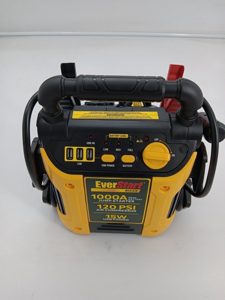 EverStart Maxx 1000 Peak Amp Jump Starter with Compressor, LED Light