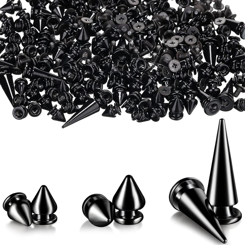 170 Pieces Multiple Sizes Cone Spikes Screwback Studs Rivets Large Medium Small