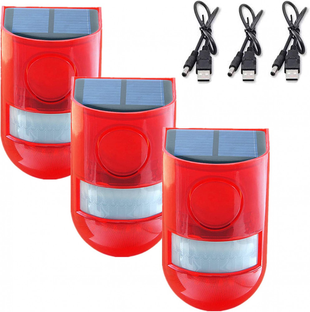ChunHee Solar Strobe Light with Motion Sensor Security Alarm Flashing 3Light