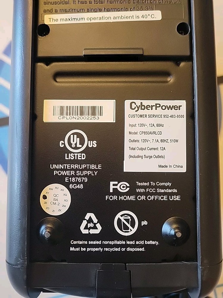CyberPower UPS System Battery Backup Power Strip CP850AVRLCD Surge Protector LCD