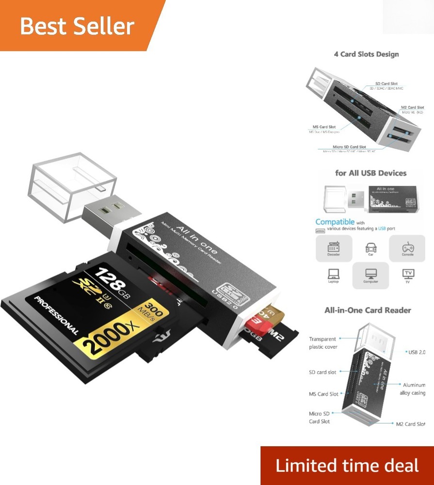 Ultra-Compact Micro SD Card Reader with Heavy-Duty Aluminum Design - 1Pack