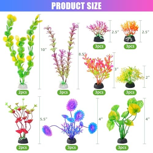 Artificial Aquarium Plants, Fish Tank Plastic Decorations, Multiple Colors