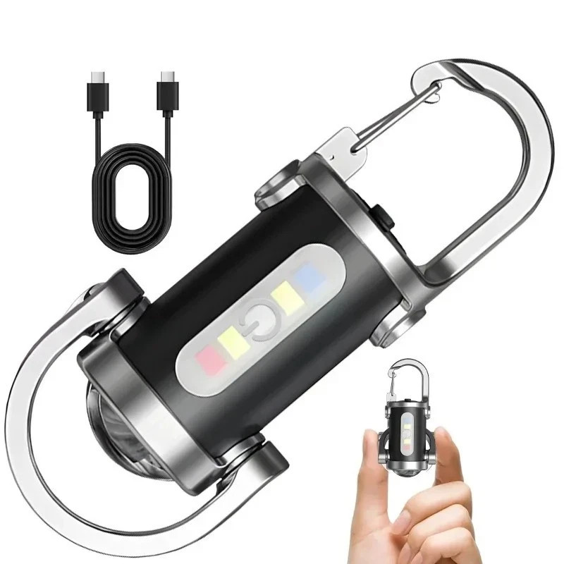 USB Rechargeable Keychain Flashlights Mini Work Light Searching Hiking