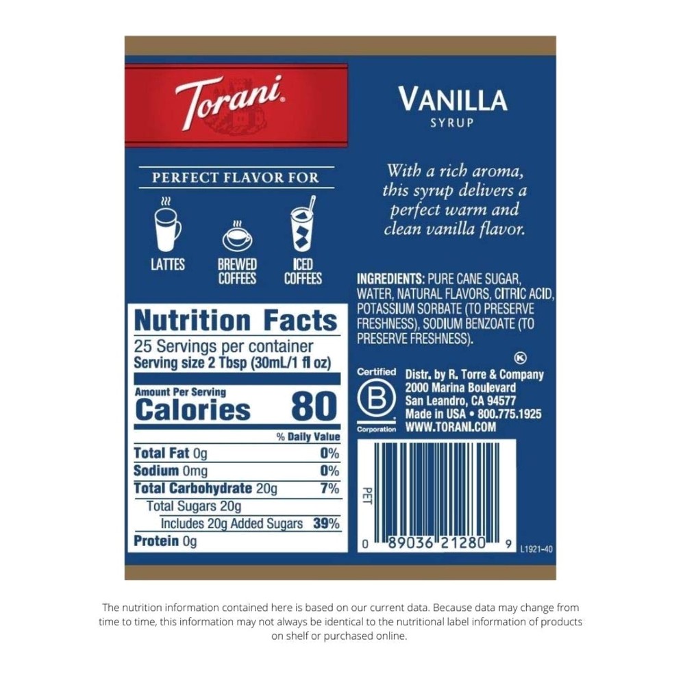 Vanilla Syrup Set - 4 Bottles, 25.4oz