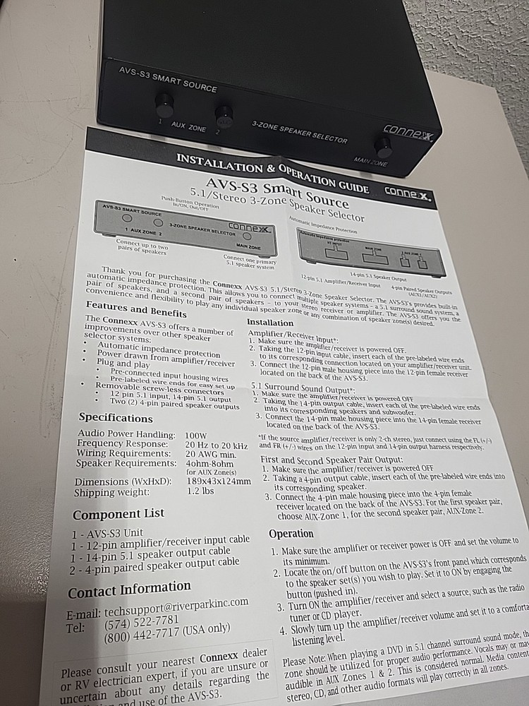 Connexx AVS-S3 Smart Source 3 Zone Speaker Selector