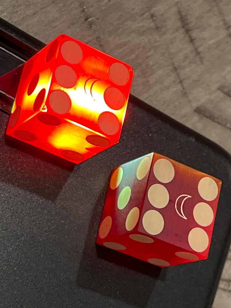 Old illegal club moon emblem dice pair 113024cA@