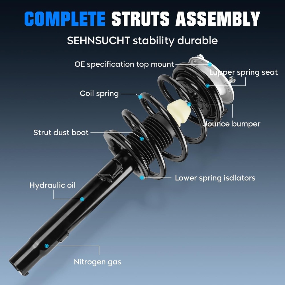 Front Complete Coil Spring Strut Assembly Shock Absorber Compatible with BMW ...