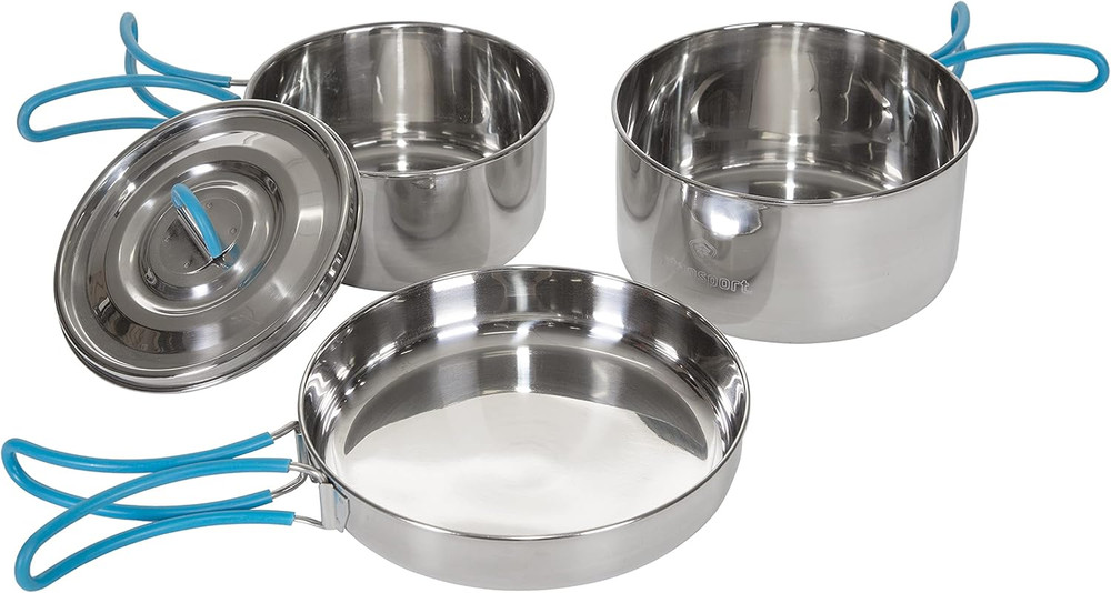 Stainless Steel Camping Cookware Set – Durable Nesting Mess Kit for Backpacking,
