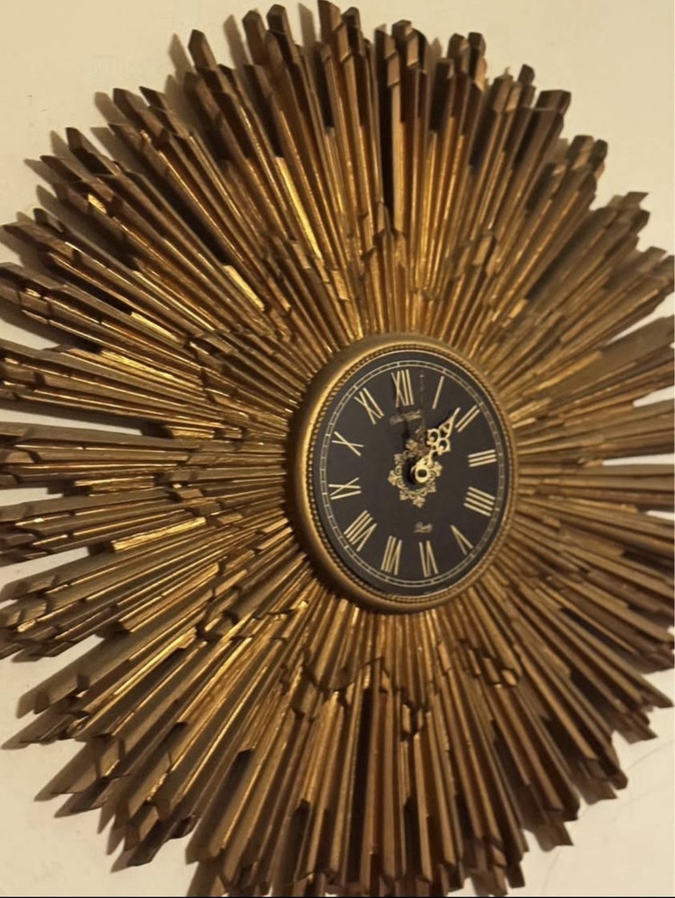 New Haven Vintage Mid-Century Modern Sunburst Wall Clock